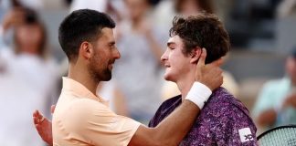 Tenistas Novak Djokovic e o João Fonseca