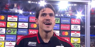 Pedro em entrevista após vitória do Flamengo sobre o Estudiantes no Maracanã