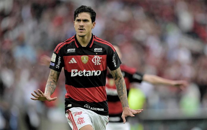 Pedro comemora seu gol marcado no empate do Flamengo contra o Vasco