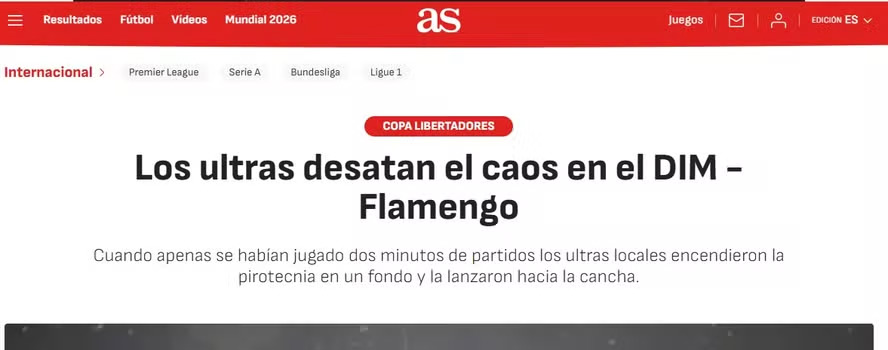 Repercussão no 'As', da Espanha