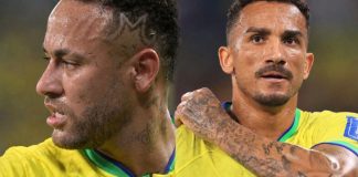 Neymar e Danilo, pela Seleção Brasileira