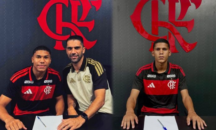 Guilherme Cruz e José Eduardo assinam contrato profissional com o Flamengo