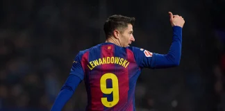 Robert Lewandowski, em campo pelo Barcelona