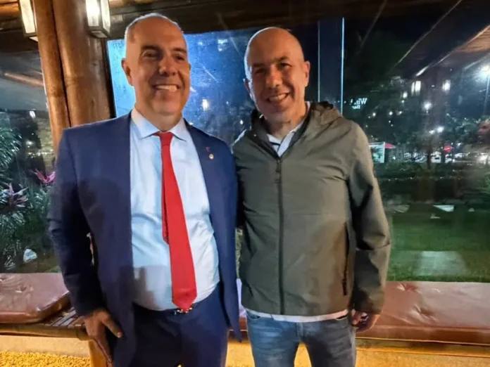 Marcos Braz e Leonardo Jardim em jantar no Rio de Janeiro. Foto: Lance