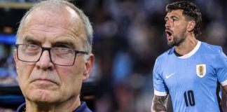 Marcelo Bielsa e Arrascaeta pela Seleção Uruguaia