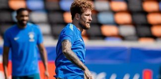 Léo Pereira em treino pela Seleção Brasileira