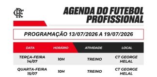 Agenda do Flamengo de 13 a 19 de julho de 2026