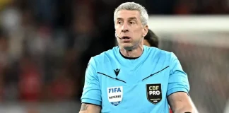 Anderson Daronco em campo no jogo em que o Flamengo empatou com o São Paulo no Maracanã