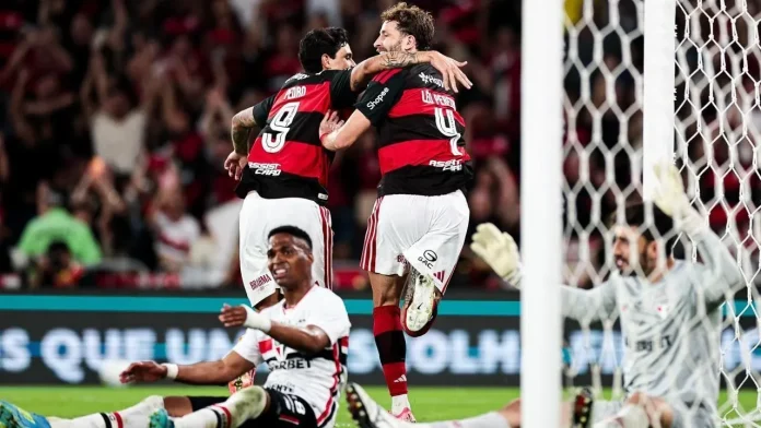 Léo Pereira marcou o gol do Flamengo no empate com o São Paulo no Maracanã - Foto: Adriano Fontes / Flamengo