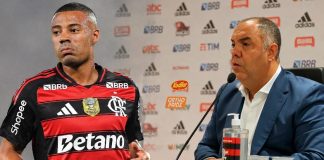 De La Cruz jogador do Flamengo e Marcos Braz ex-dirigente do Flamengo