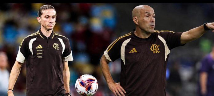 Filipe Luís, ex-técnico do Flamengo e Léo Jardim atual técnico do Flamengo