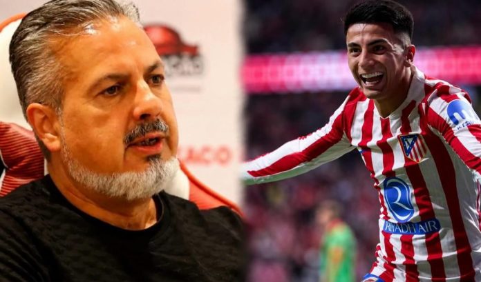 José Boto (diretor do Flamengo) e Thiago Almada meio-campista do Atlético de Madrid