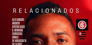 Lista dos relacionados para o jogo de hoje (29). Flamengo x Internacional