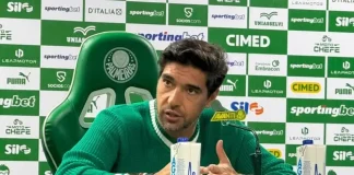 Abel Ferreira em entrevista coletiva no Palmeiras