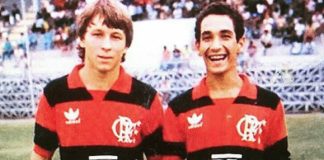 Os jovens Alcindo e Zinho no time juvenil do Flamengo no ano de 1985