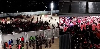 Tumulto da Torcida do Flamengo com a PM mineira na entrada do Mineirão