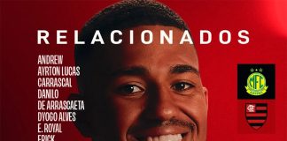 Jogadores do Flamengo relacionados para o jogo contra o Mirassol