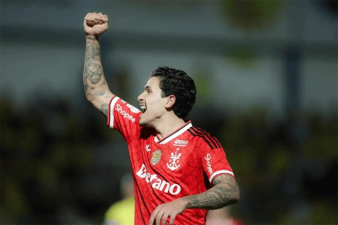 Pedro comemora mais um gol do Flamengo na goleada sobre o Mirassol - Foto: Gilvan de Souza / Flamengo