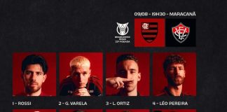Escalação do Flamengo contra o Vitória no jogo de hoje (09).
