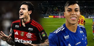 Pedro jogador do Flamengo e Kaio Jorge jogador do Cruzeiro