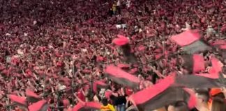 Torcida do Flamengo no jogo contra o Cruzeiro, no Maracanã pela Libertadores