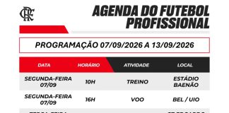 Agenda do Flamengo de 7 à 13 de setembro de 2026
