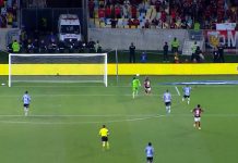Arrascaeta marcou o gol de empate do Flamengo contra o Del Valle no Maracanã