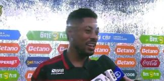Bruno Henrique em entrevista após vitória do Flamengo sobre o Corinthians