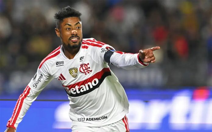 Bruno Henrique marcou o primeiro gol do Flamengo na vitória sobre o Del Valle em Quito - Foto: Rodrigo Buendia / AFP