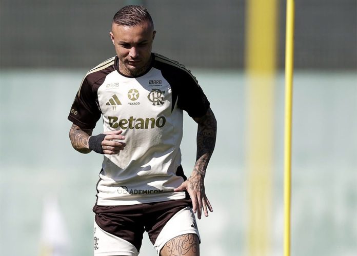 Everton Cebolinha em treino do Flamengo no Ninho do Urubu - Foto: Gilvan de Souza / Flamengo