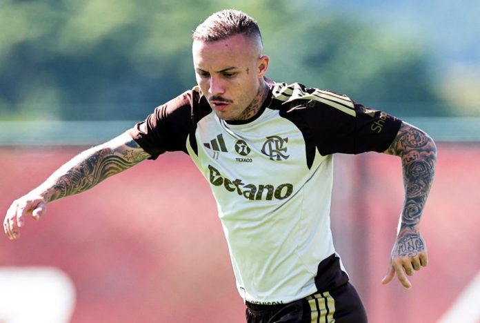 Everton Cebolinha em treino do Flamengo no Ninho do Urubu - Foto: Gilvan de Souza / Flamengo