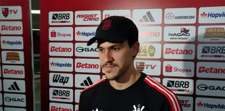 O artilheiro Pedro em entrevista após vitória do Flamengo sobre o Bragantino no Maracanã