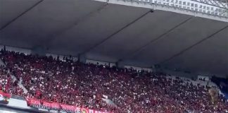 Torcida do Flamengo presente no Mangueirão na vitória do Flamengo sobre o Remo