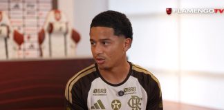 Anthony Valencia, nova promessa do Flamengo, em entrevista pela Flamengo TV. Foto: Reprodução