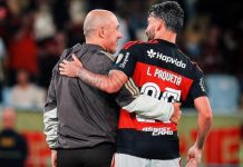 Léo Jardim, técnico do Flamengo e Paquetá, jogador do Flamengo