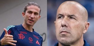 Filipe Luis, ex-técnico do Flamengo e Léo Jardim, atual técnico