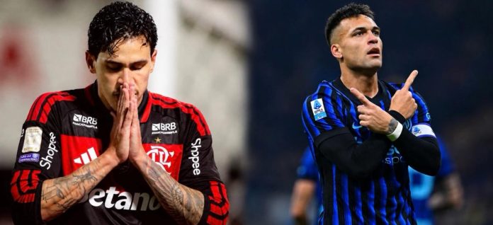 Pedro jogador do Flamengo e Lautaro Martinez jogador da Inter de Milão (ITA)