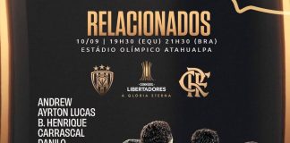Jogadores relacionados para Flamengo x Indepediente del Valle, pela Libertadores