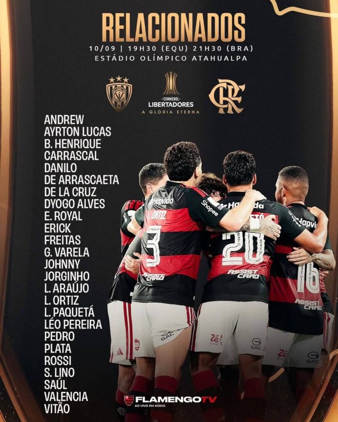 Jogadores relacionados para Flamengo x Indepediente del Valle, pela Libertadores
