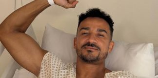 Danilo no hospital após cirurgia na mandíbula.