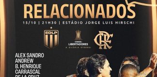 Jogadores do Flamengo relacionados para jogo contra Estudiantes, pela Libertadores
