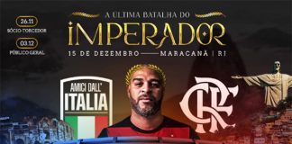 Cartaz do jogo de despedida de Adriano Imperador, em jogo entre Flamengo x Inter de Milão