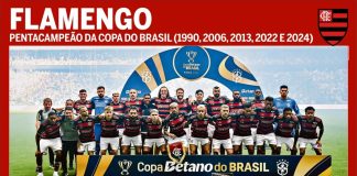 Poster do Flamengo Pentacampeão da Copa do Brasil 2024