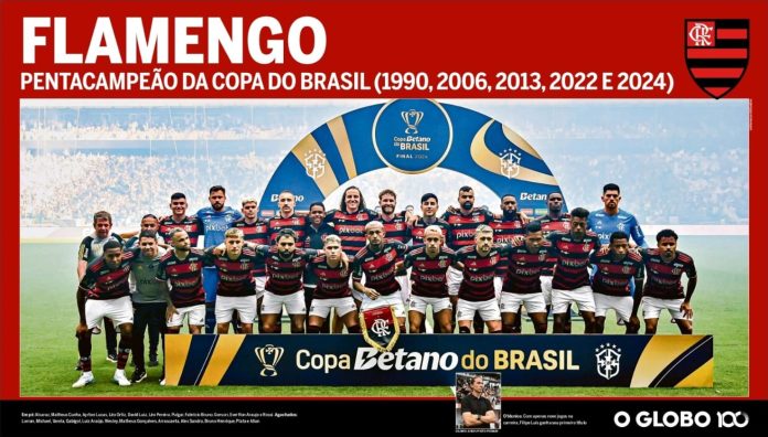 Poster do Flamengo Pentacampeão da Copa do Brasil 2024