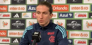 Filipe Luís em entrevista coletiva do Flamengo nos EUA 2025