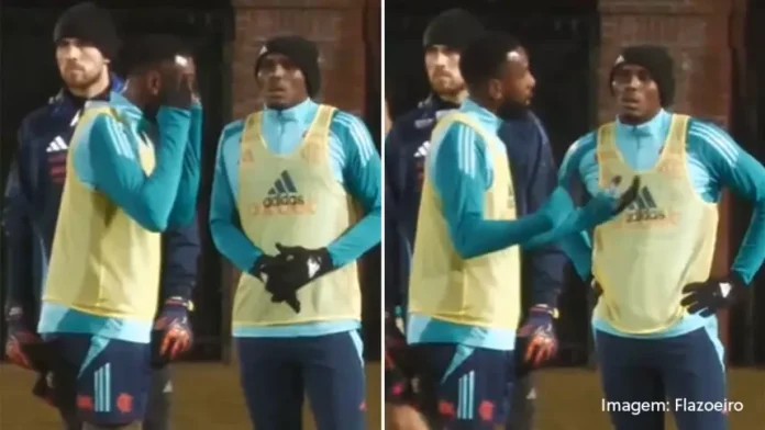 Gerson e Evertton Araújo em treino do Flamengo nos EUA