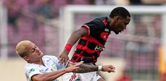 Lorran em campo no jogo entre Flamengo x Boavista 2025