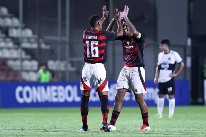 Fabiano-Flamengo-Libertadores-Sub-20 Fabiano comemora gol no primeiro jogo do Flamengo na Libertadores Sub-20