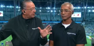 Galvão Bueno e Romário na transmissão do clássico entre Flamengo x Vasco no Amazon Prime