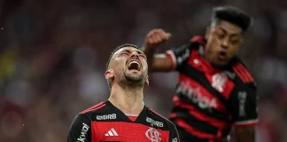 Arrascaeta marca o gol da vitória do Flamengo sobre o Bahia